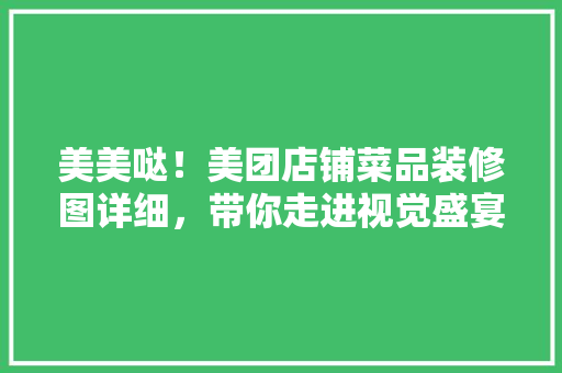 美美哒！美团店铺菜品装修图详细，带你走进视觉盛宴的世界