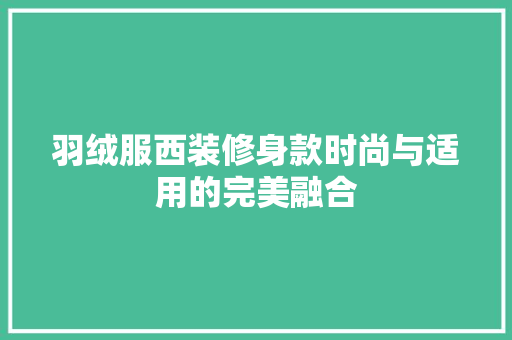 羽绒服西装修身款时尚与适用的完美融合