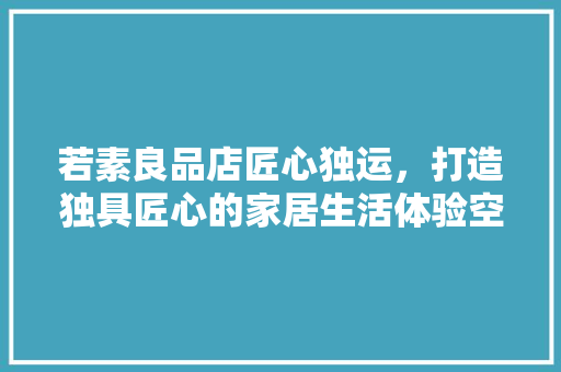 若素良品店匠心独运，打造独具匠心的家居生活体验空间 施工工艺