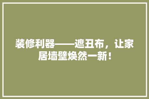 装修利器——遮丑布，让家居墙壁焕然一新！