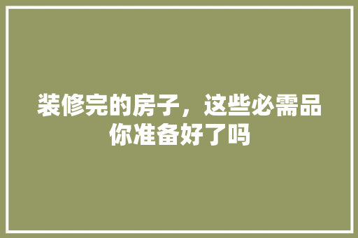 装修完的房子，这些必需品你准备好了吗