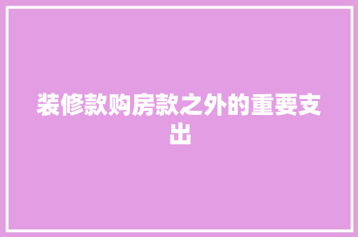 装修款购房款之外的重要支出