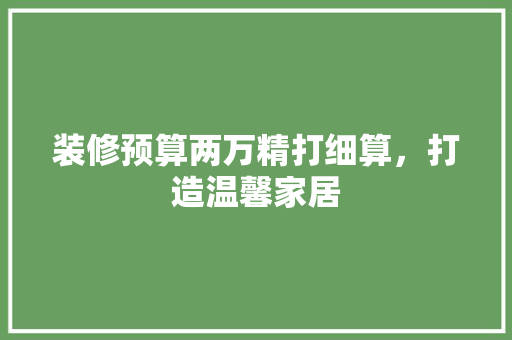 装修预算两万精打细算，打造温馨家居