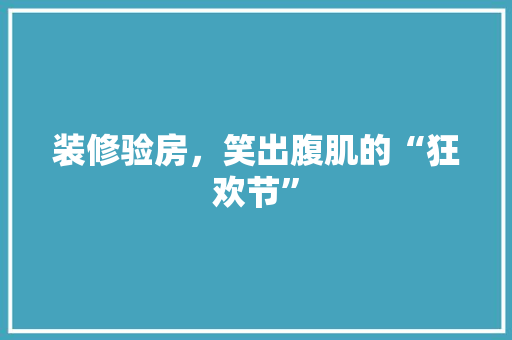 装修验房，笑出腹肌的“狂欢节”