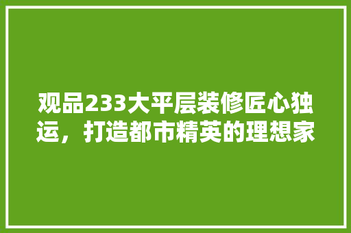 观品233大平层装修匠心独运，打造都市精英的理想家园