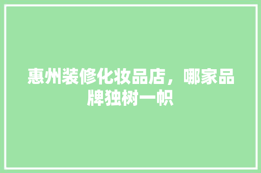 惠州装修化妆品店，哪家品牌独树一帜