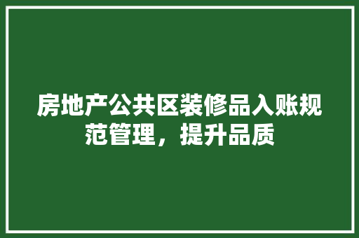 房地产公共区装修品入账规范管理，提升品质
