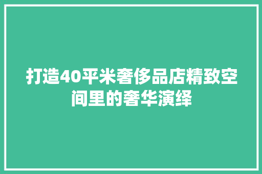 打造40平米奢侈品店精致空间里的奢华演绎