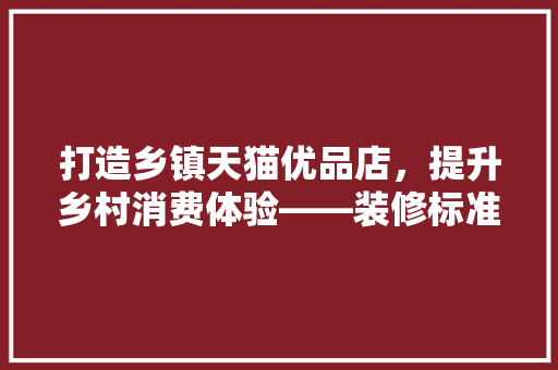 打造乡镇天猫优品店，提升乡村消费体验——装修标准