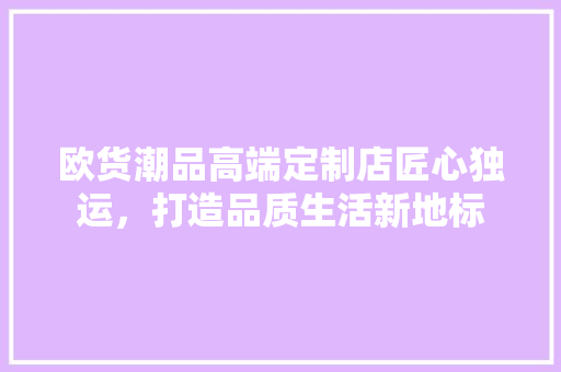 欧货潮品高端定制店匠心独运，打造品质生活新地标