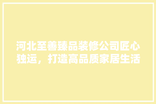 河北至善臻品装修公司匠心独运，打造高品质家居生活