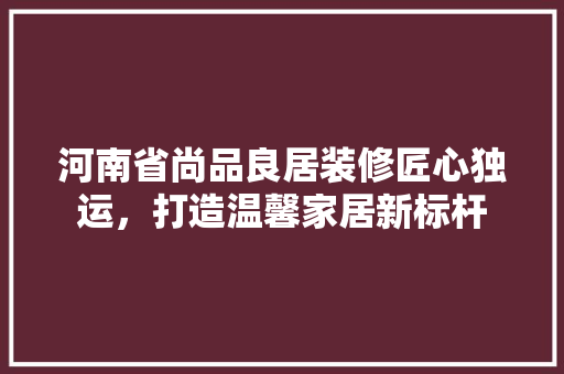 河南省尚品良居装修匠心独运，打造温馨家居新标杆