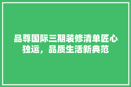 品尊国际三期装修清单匠心独运，品质生活新典范
