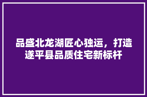 品盛北龙湖匠心独运，打造遂平县品质住宅新标杆