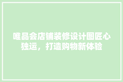 唯品会店铺装修设计图匠心独运，打造购物新体验
