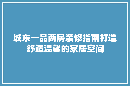 城东一品两房装修指南打造舒适温馨的家居空间