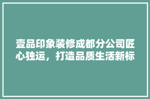 壹品印象装修成都分公司匠心独运，打造品质生活新标杆