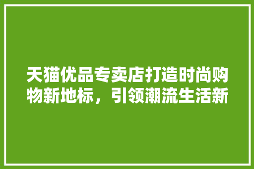 天猫优品专卖店打造时尚购物新地标，引领潮流生活新风尚
