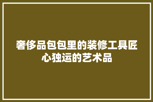 奢侈品包包里的装修工具匠心独运的艺术品