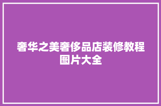 奢华之美奢侈品店装修教程图片大全