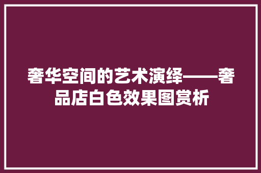 奢华空间的艺术演绎——奢品店白色效果图赏析