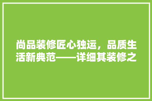 尚品装修匠心独运，品质生活新典范——详细其装修之路