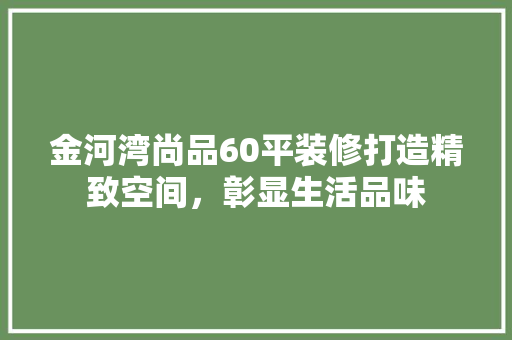 金河湾尚品60平装修打造精致空间，彰显生活品味