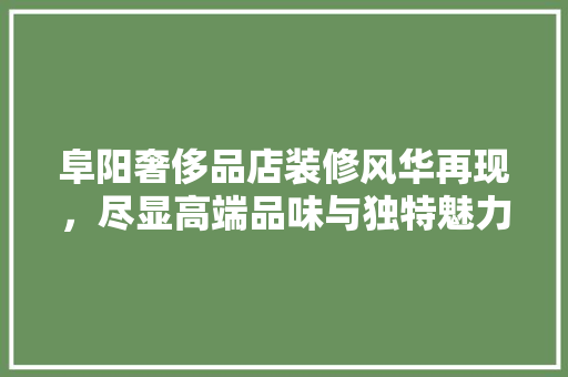 阜阳奢侈品店装修风华再现，尽显高端品味与独特魅力