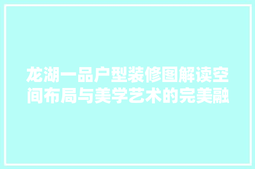 龙湖一品户型装修图解读空间布局与美学艺术的完美融合