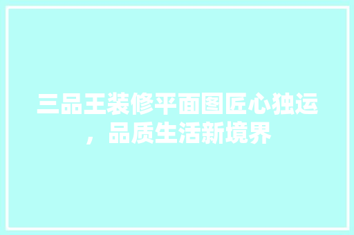 三品王装修平面图匠心独运，品质生活新境界