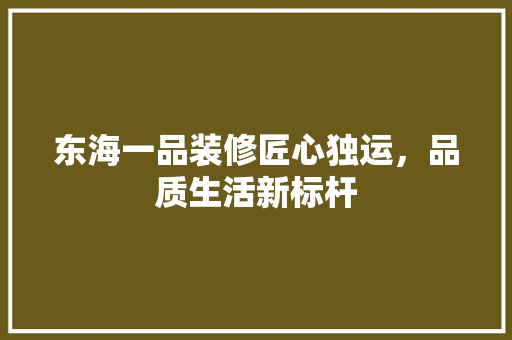 东海一品装修匠心独运，品质生活新标杆