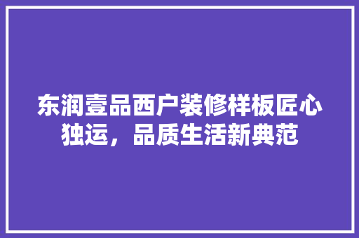 东润壹品西户装修样板匠心独运，品质生活新典范