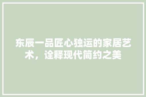 东辰一品匠心独运的家居艺术，诠释现代简约之美