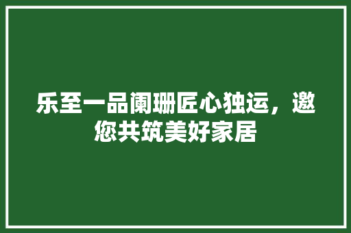 乐至一品阑珊匠心独运，邀您共筑美好家居