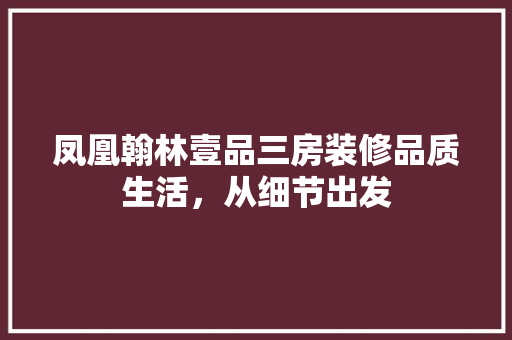 凤凰翰林壹品三房装修品质生活，从细节出发