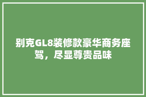 别克GL8装修款豪华商务座驾，尽显尊贵品味 建筑法规