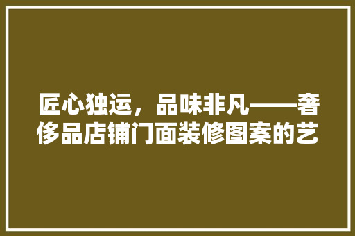 匠心独运，品味非凡——奢侈品店铺门面装修图案的艺术魅力