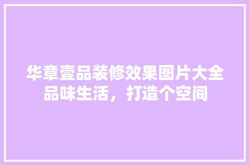 华章壹品装修效果图片大全品味生活，打造个空间