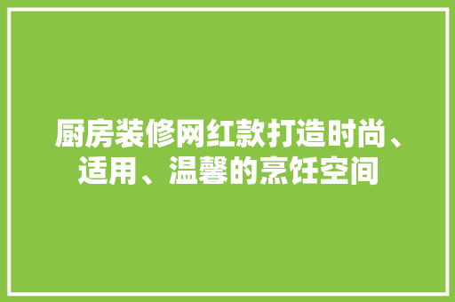 厨房装修网红款打造时尚、适用、温馨的烹饪空间