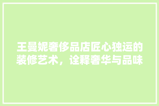 王曼妮奢侈品店匠心独运的装修艺术，诠释奢华与品味