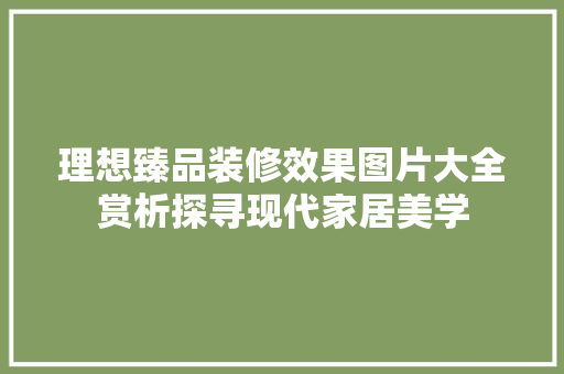 理想臻品装修效果图片大全赏析探寻现代家居美学