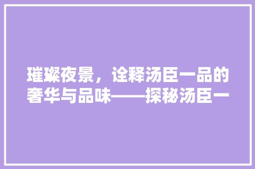 璀璨夜景，诠释汤臣一品的奢华与品味——探秘汤臣一品装修实景之夜