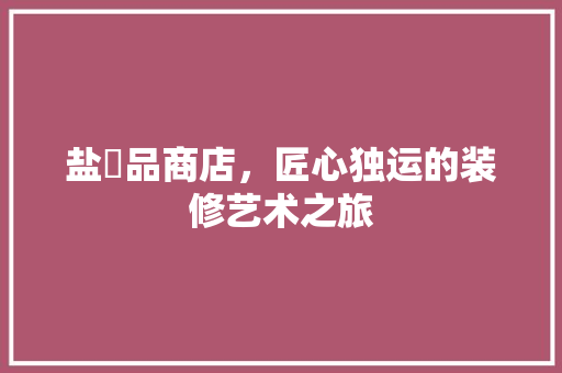 盐焗品商店，匠心独运的装修艺术之旅