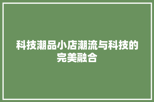科技潮品小店潮流与科技的完美融合