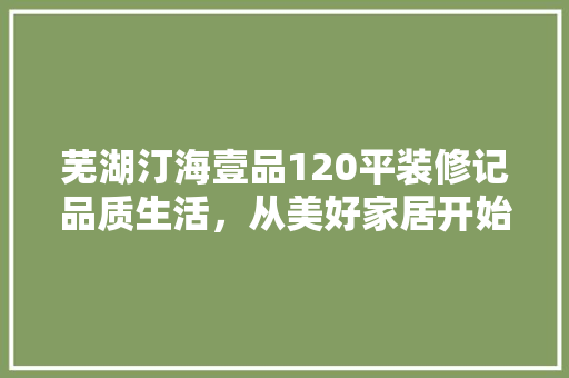 芜湖汀海壹品120平装修记品质生活，从美好家居开始