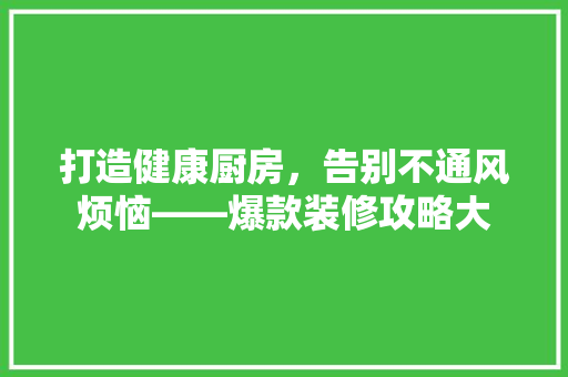 打造健康厨房，告别不通风烦恼——爆款装修攻略大