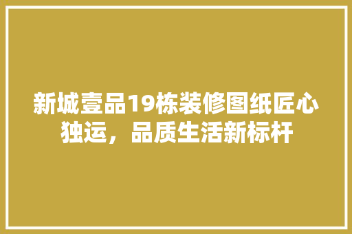 新城壹品19栋装修图纸匠心独运，品质生活新标杆 建筑法规