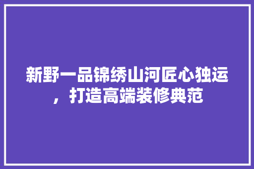 新野一品锦绣山河匠心独运，打造高端装修典范