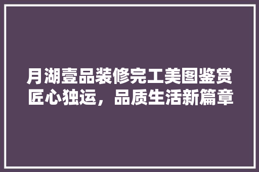 月湖壹品装修完工美图鉴赏匠心独运，品质生活新篇章