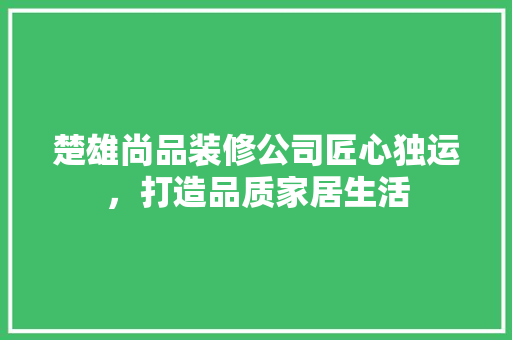 楚雄尚品装修公司匠心独运，打造品质家居生活
